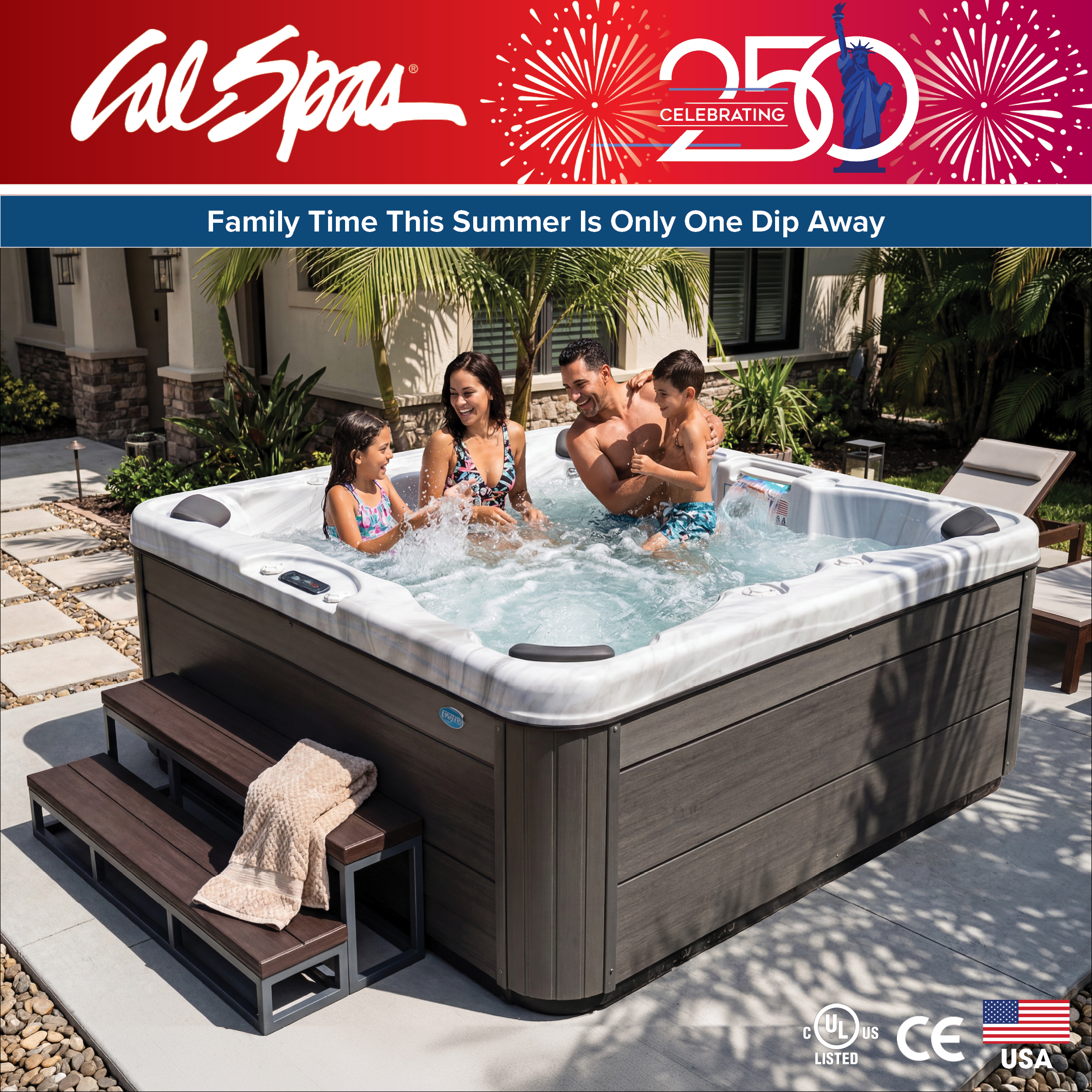 Calspas hot tub being used in a family setting - Citrusheights